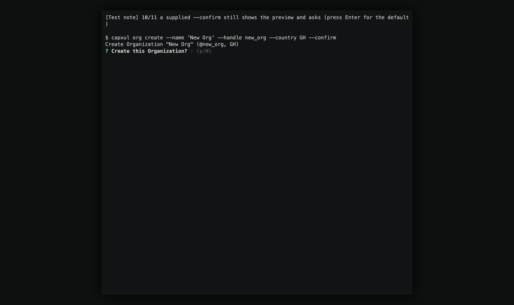 A supplied --confirm still renders the preview and still asks.